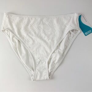 Coco Reef Bikini Bottom Womens XL White Textured Floral Swim NWT